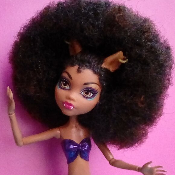 Custom Monster high Clawdeen doll Afro cornrows Ooak - Picture 1 of 8